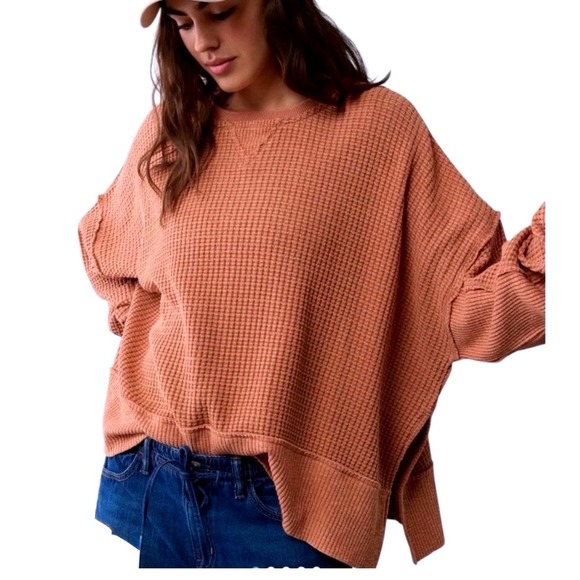 American Eagle Outfitters Tops - American Eagle Thermal Top This Feels Seriously Lived-In XS Terracotta NEW NWT